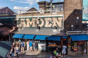 Camden street food near office buildings in London