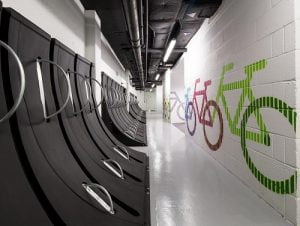 Bike rack in City Tower offices in London
