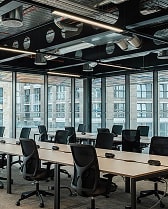A desk clump in an office in London