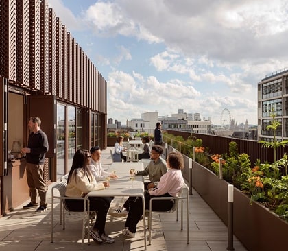 A shared office balcony in London